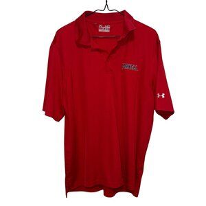 Under Armour Mens Cornell Polo Shirt Red HeatGear Loose Fit MD